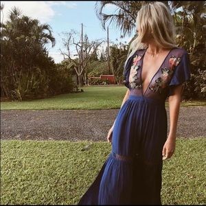 Cleobella Amery Boho Cobalt Maxi Dress size XS